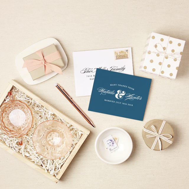 personalized thank you wedding card